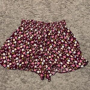 PINK Victoria's Secret Floral High Waist Shorts - Pink and White